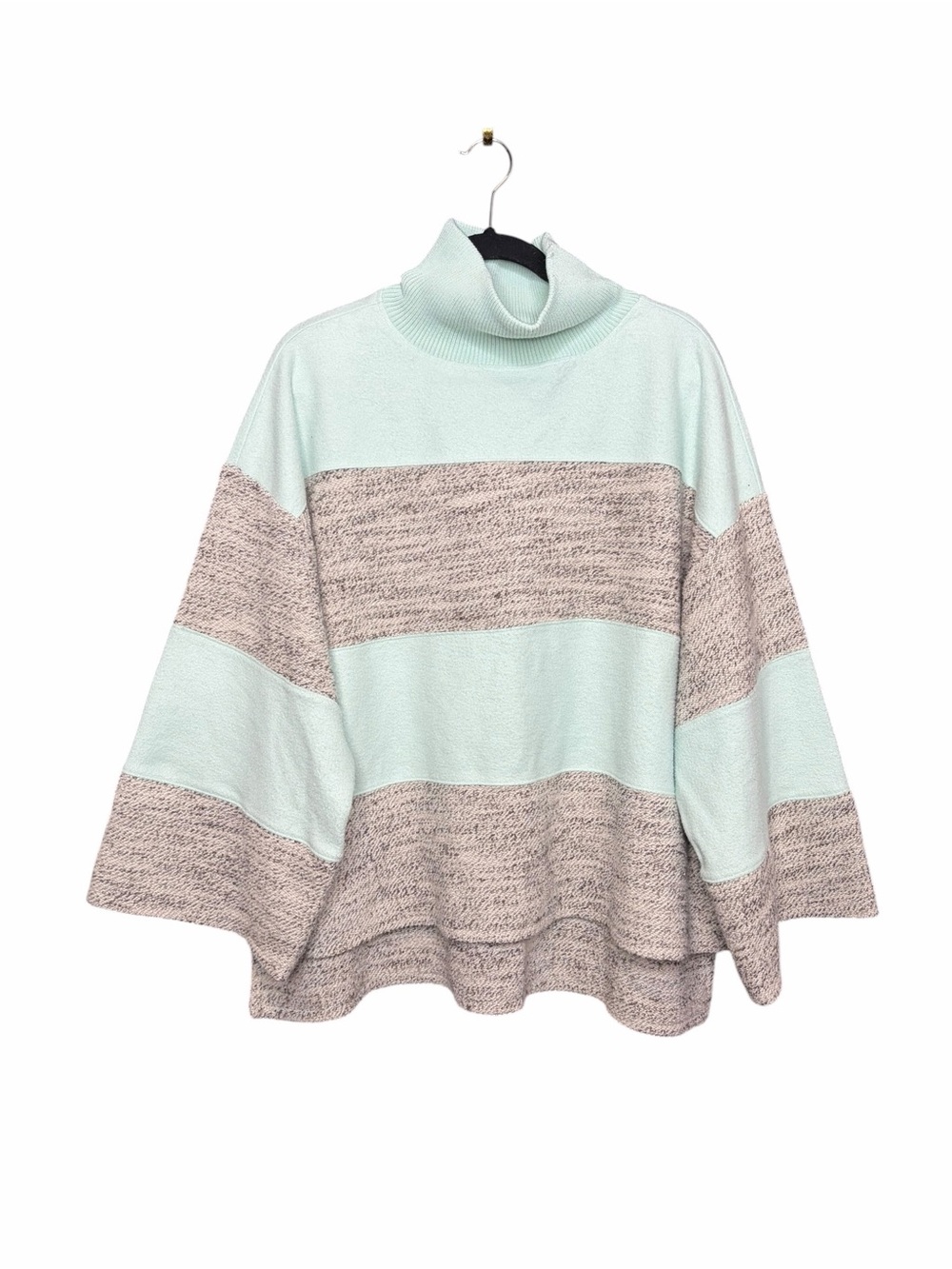 Daily Practice Anthropologie Poncho Top Sweater Mint & Heathered Gray